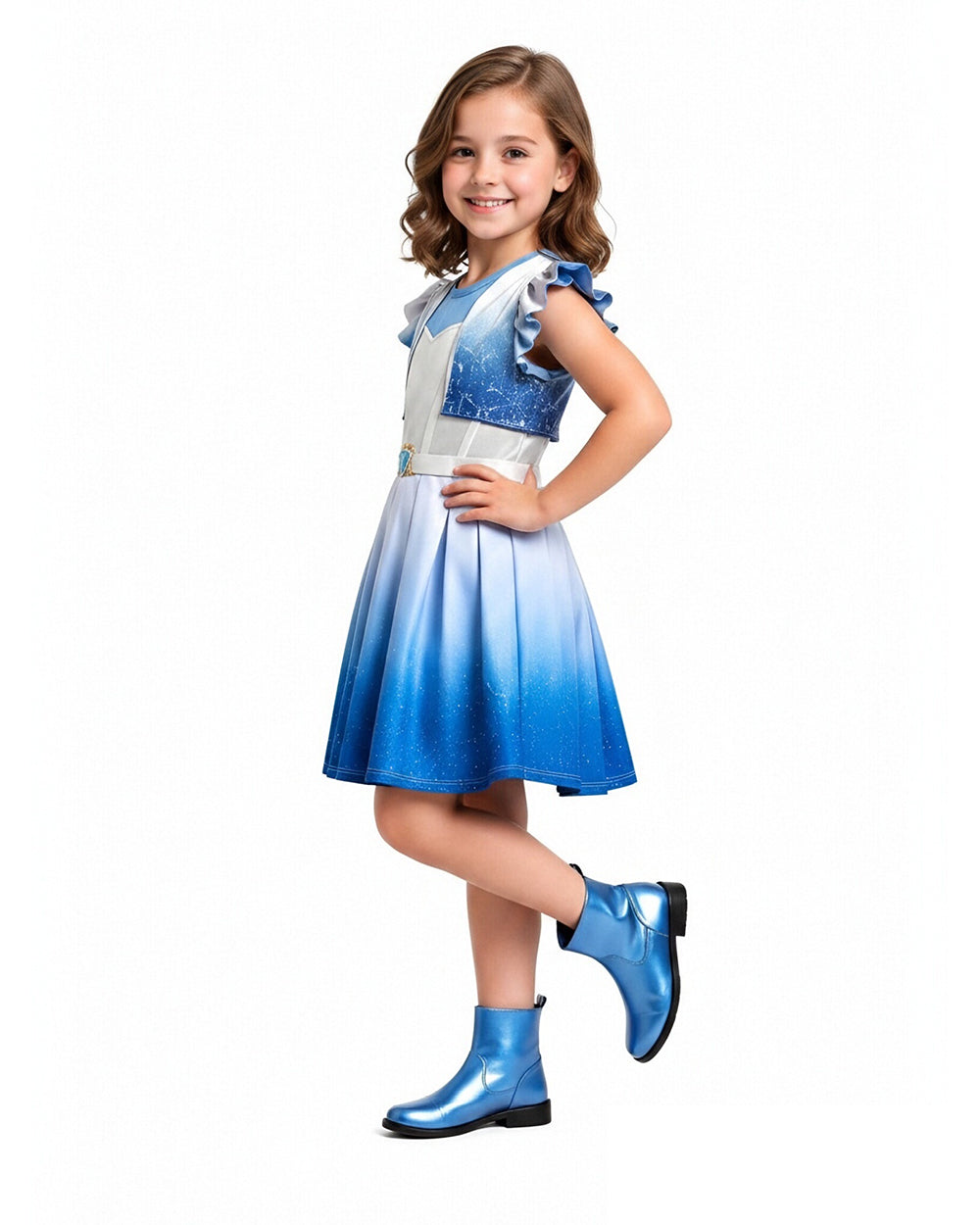 Girls Wonderland Red Princess Costume 3D Print Pink Princess Chloe Dress and Bag for Dress-up Party