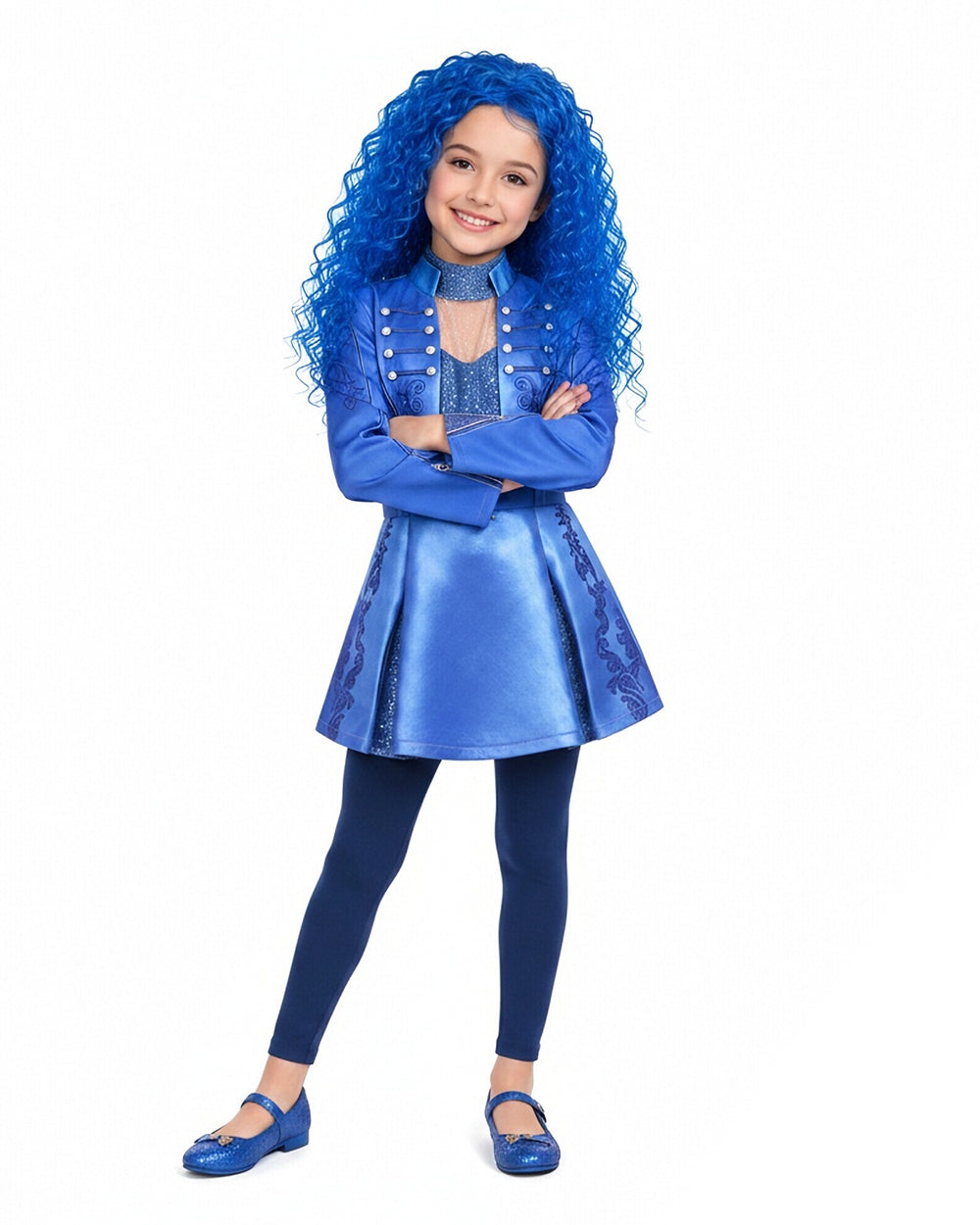 Girls Princess Chloe Costume Movie 5 Blue Jacket Dress and Leggings Suit for Dress Up Party