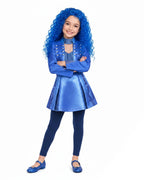 Girls Princess Chloe Costume Movie 5 Blue Jacket Dress and Leggings Suit for Dress Up Party