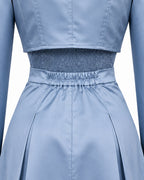 Princess Chloe Dress Royal Blue Satin 4-Piece Set Jacket Inner Top Pleated Skirt and Underskirt for Theme Party