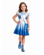 Girls Wonderland Red Princess Costume 3D Print Pink Princess Chloe Dress and Bag for Dress-up Party