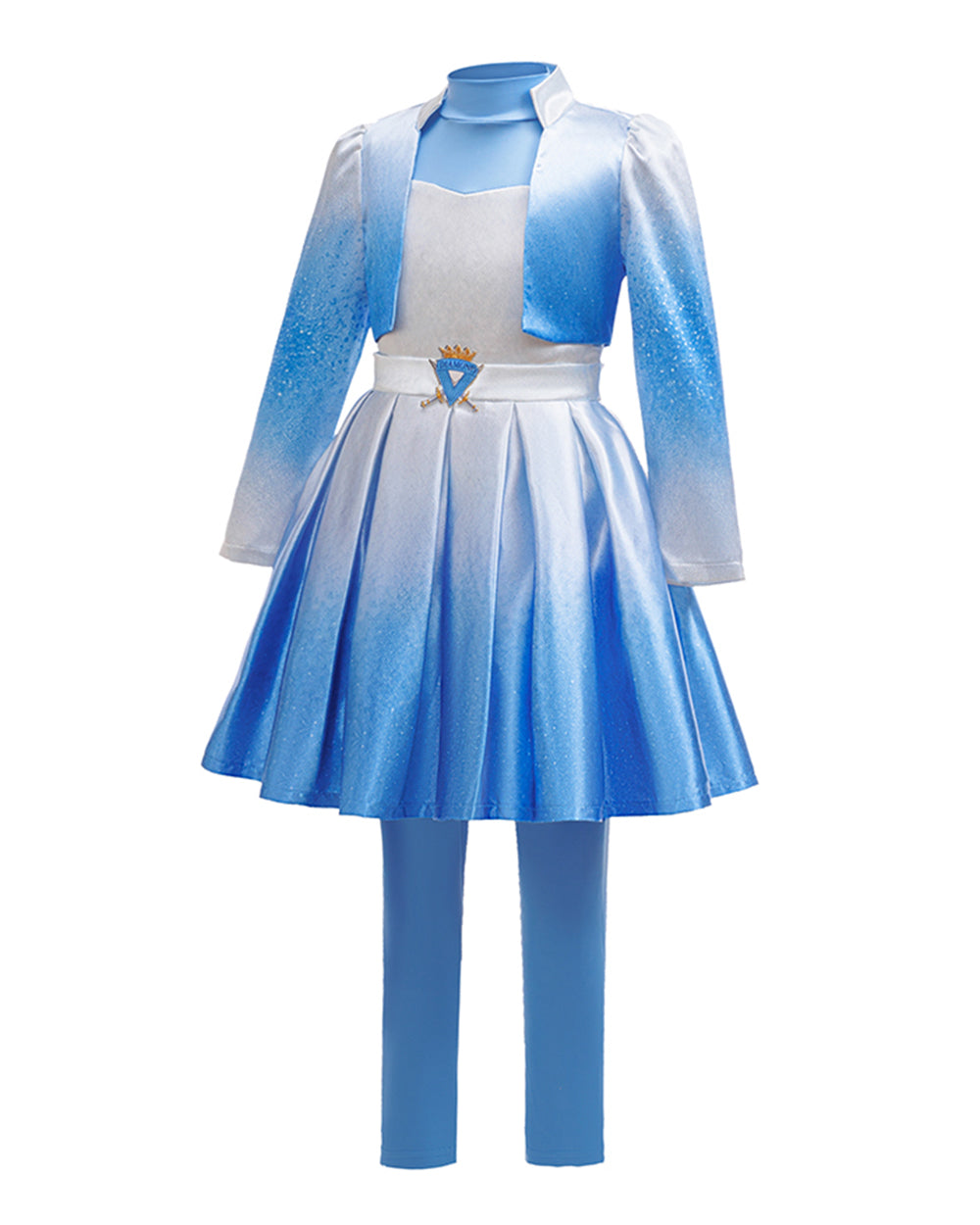 Kids Descendent Chloe Costume Movie 5 Blue Princess Jacket Dress and Leggings for Halloween Carnival