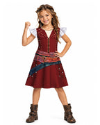 Kids Pirate Costume Wonderland Captain's Daughter Skater Dress for Themed Parties