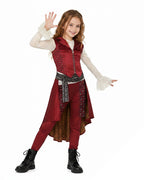 Wonderland Captain's Daughter Costume Hook Pirate Princess Cape Vest Pants Shirt and Accessories for Halloween Party
