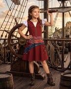 Kids Pirate Costume Wonderland Captain's Daughter Skater Dress for Themed Parties