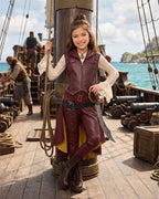Wonderland Captain's Daughter Costume Hook Pirate Princess PU Leather Cape Vest Pants Shirt and Accessories Full Set for Halloween Party
