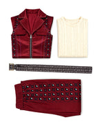 Wonderland Captain's Daughter Costume Hook Pirate Princess Vest with Attached Cape Pants Shirt and Belt for Halloween Party