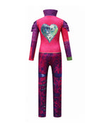 Kids Mal Costume Fashion Dress Up Jumpsuit Wig and Gloves for Halloween Carnival