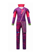 Kids Mal Costume Fashion Dress Up Jumpsuit Wig and Gloves for Halloween Carnival