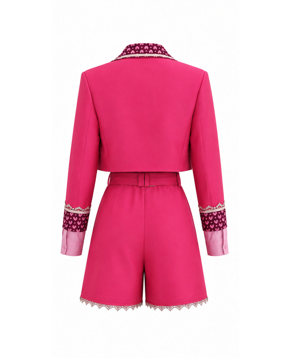 Women Pink Princess Costume Movie 5 Cropped Blazer Shorts Shirt and Accessories 6pcs Suit for Cosplay Events