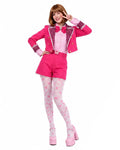 Women Pink Princess Costume Movie 5 Cropped Blazer Shorts Shirt and Accessories 6pcs Suit for Cosplay Events