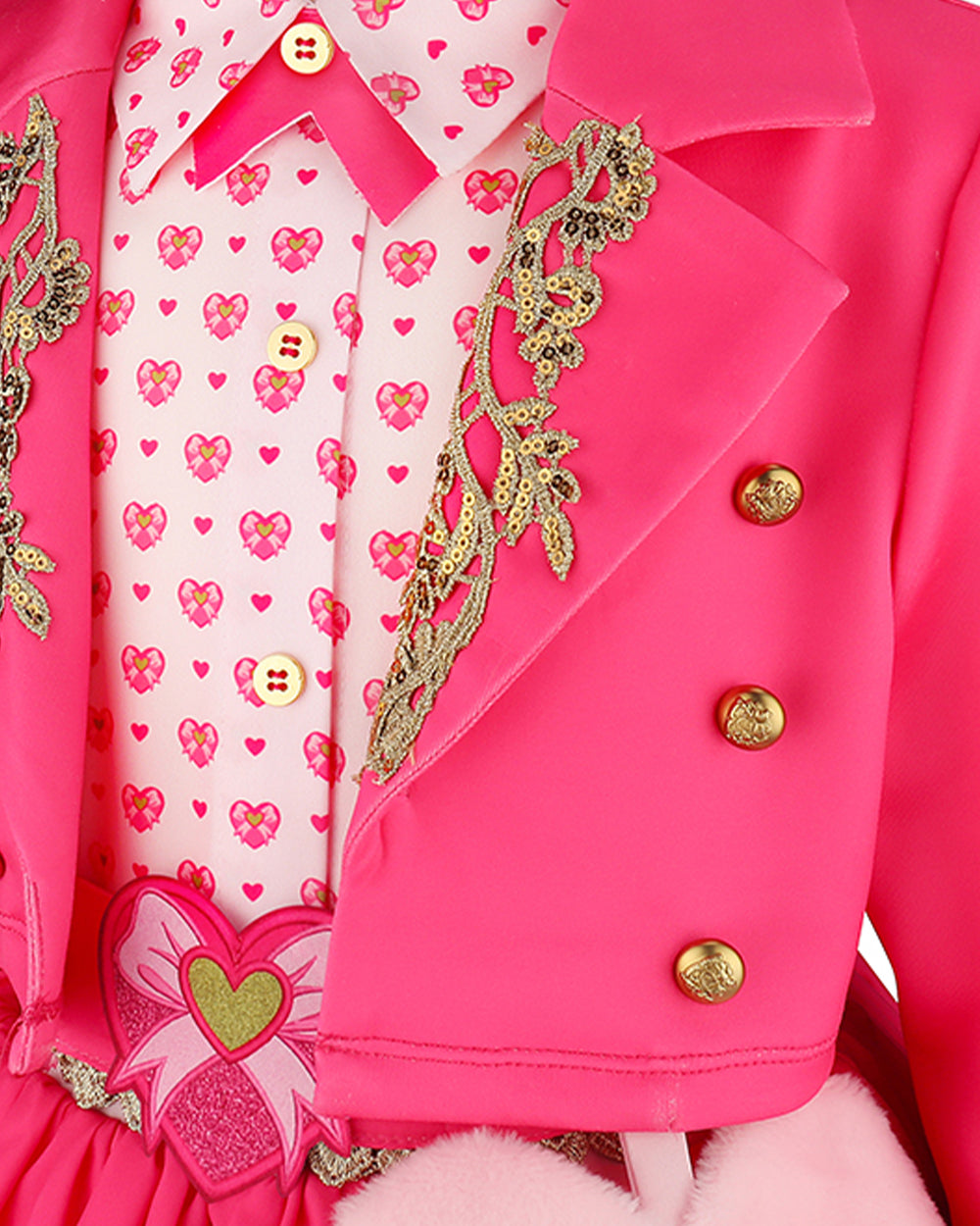 Girls Pink Princess Costume Descendent Jacket Shirt Skirt and Bag 4pcs Full Set for Cosplay Events