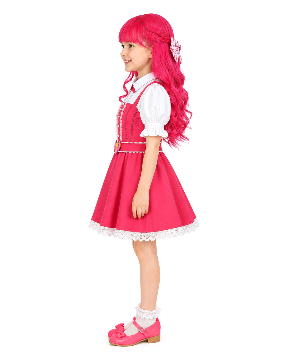 Wonderland Pink Princess Costume Mommy and Me Dress Blet and Wig Full Set for Cosplay Event