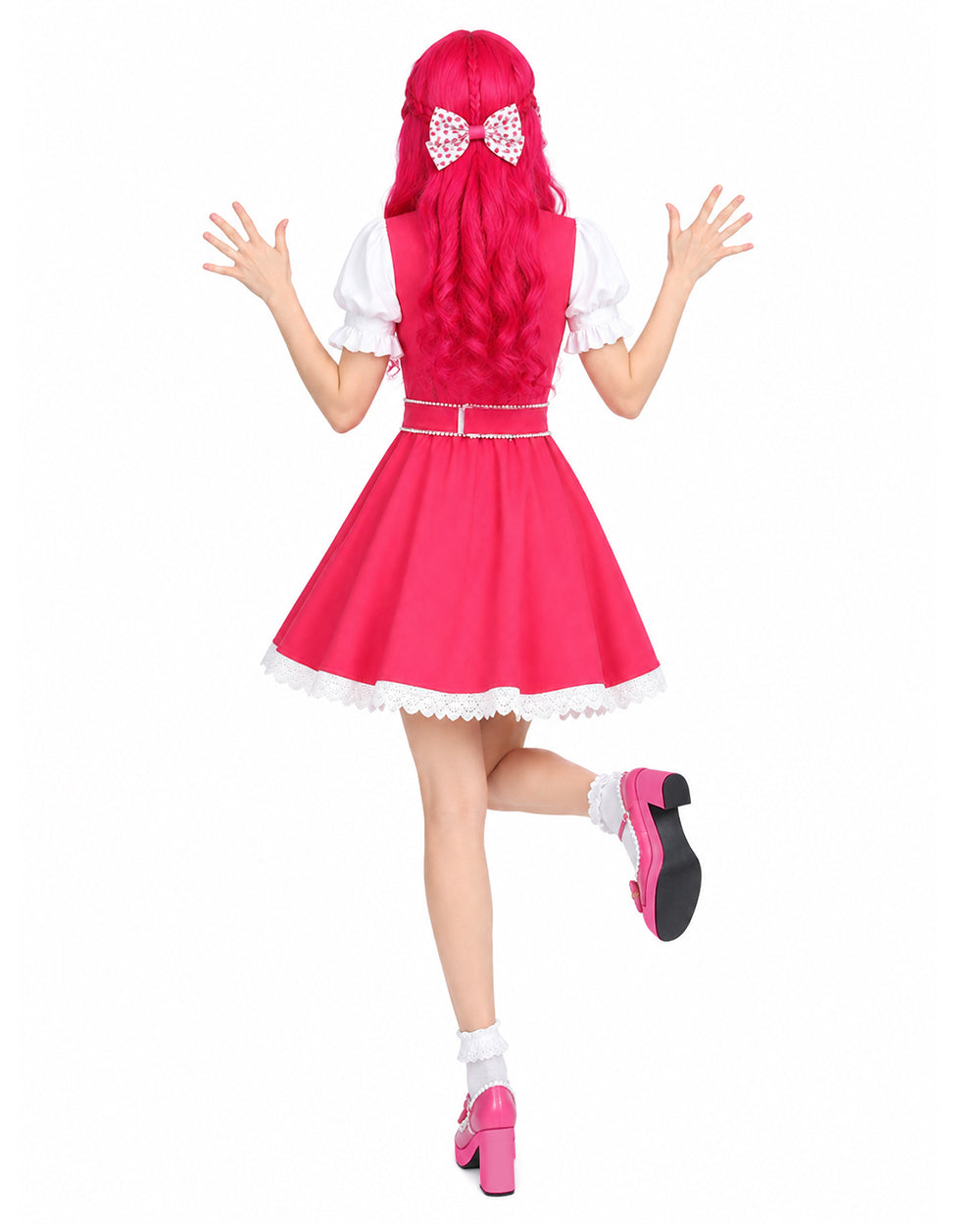 Wonderland Pink Princess Costume Mommy and Me Dress Blet and Wig Full Set for Cosplay Event