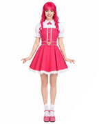 Wonderland Pink Princess Costume Mommy and Me Dress Blet and Wig Full Set for Cosplay Event