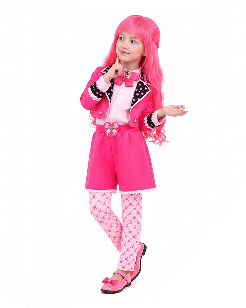 Girls Princess Bridget Costume Movie 5 Pink Outfit with Wig for Halloween Cosplay Party