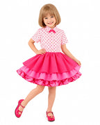 Girls Pink Princess Costume Descendent Jacket Shirt Skirt and Bag 4pcs Full Set for Cosplay Events