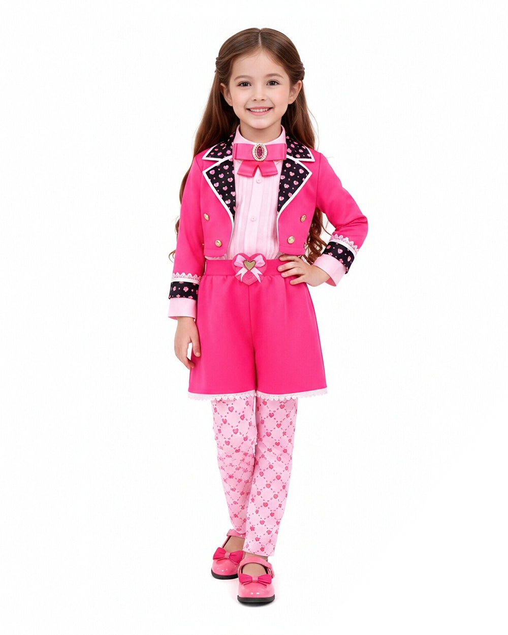 Girls Descendent Costume Pink Princess Bridget Outfit with Wig for Halloween Cosplay Party