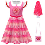 Toddler Girls Pink Princess Dress and Crossbag 2pcs Suit for Cosplay Events