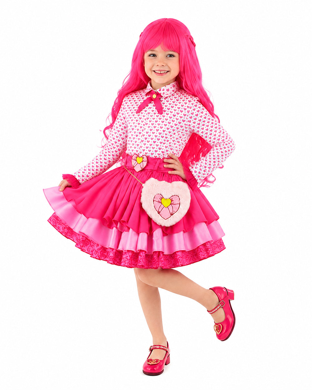 Pink Princess Dress Movie 5 Blazer Shirt Skirt Outfits Set with Bag for Girls Women Cosplay