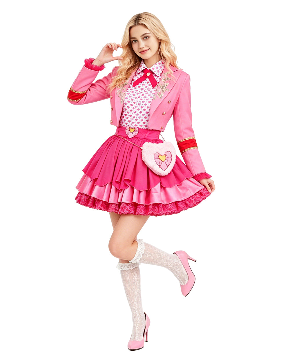 Pink Princess Dress Descendent Blazer Shirt Skirt Outfits Set with Bag for Girls Women Cosplay