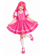 Pink Princess Dress Movie 5 Short Sleeve Dress and Wig for Themed Cosplay Party