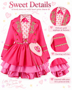 Pink Princess Costume Movie 5 Jacket Dress Bag and Belt 4pcs Full Set for Kids Adults Cosplay Events