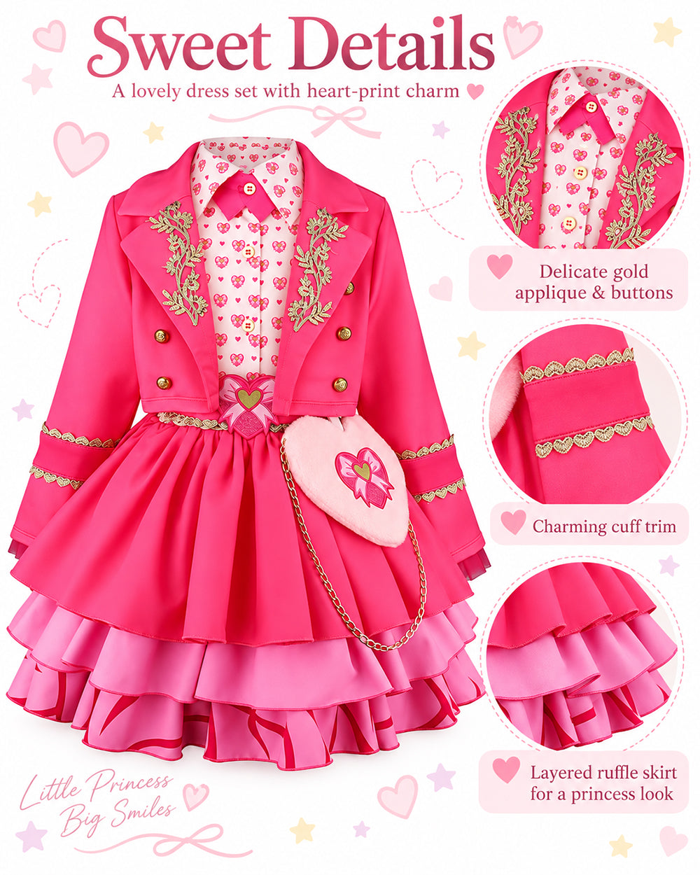 Pink Princess Costume Movie 5 Jacket Dress Bag and Belt 4pcs Full Set for Kids Adults Cosplay Events
