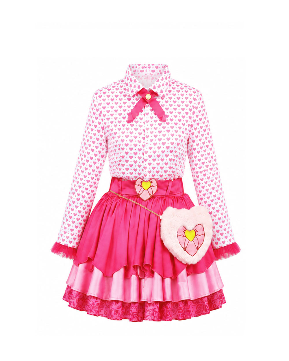 Pink Princess Dress Movie 5 Blazer Shirt Skirt Outfits Set with Bag for Girls Women Cosplay