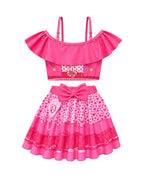 Baby Girls Red Princess Swimsuit Wonderland Pink Prinecess Chloe Princess Swim Top Skirt and Cap for Vacation