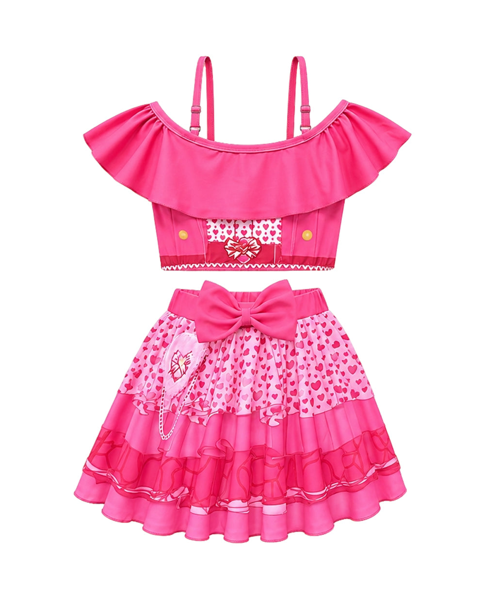 Baby Girls Red Princess Swimsuit Wonderland Pink Prinecess Chloe Princess Swim Top Skirt and Cap for Vacation