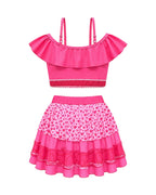 Baby Girls Red Princess Swimsuit Wonderland Pink Prinecess Chloe Princess Swim Top Skirt and Cap for Vacation