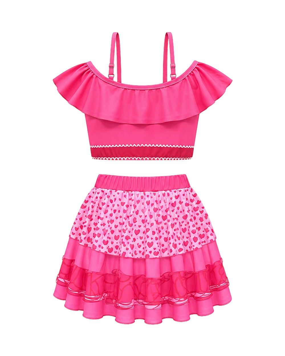 Baby Girls Red Princess Swimsuit Wonderland Pink Prinecess Chloe Princess Swim Top Skirt and Cap for Vacation