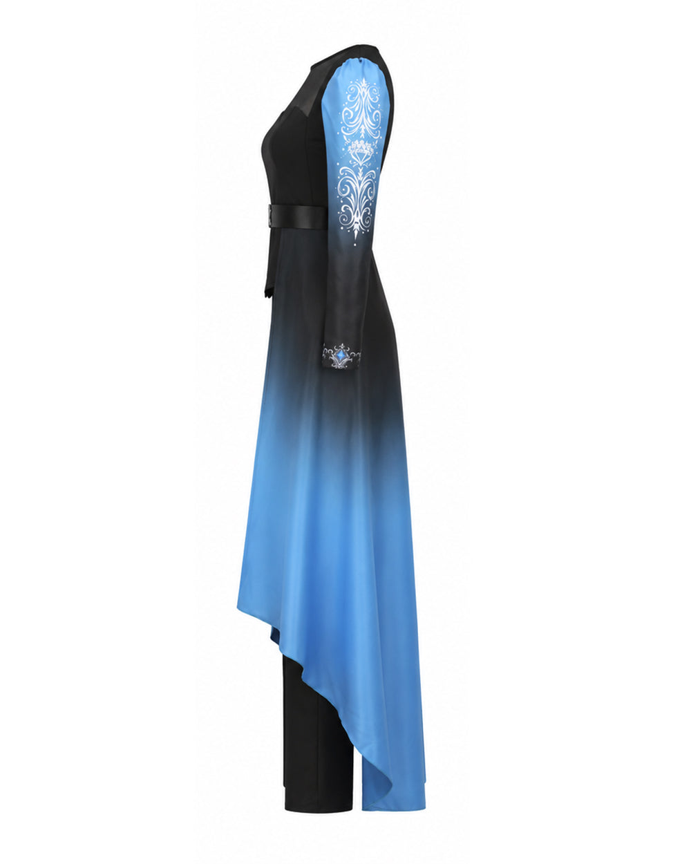 Princess Chloe Costume Blue Gradient Long Sleeve Cape Top Pants Belt and Gloves for Girls Women Dress-up Party