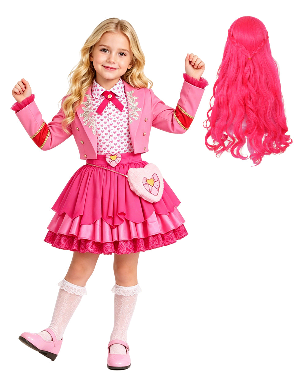 Pink Princess Dress Descendent Blazer Shirt Skirt Outfits Set with Bag for Girls Women Cosplay