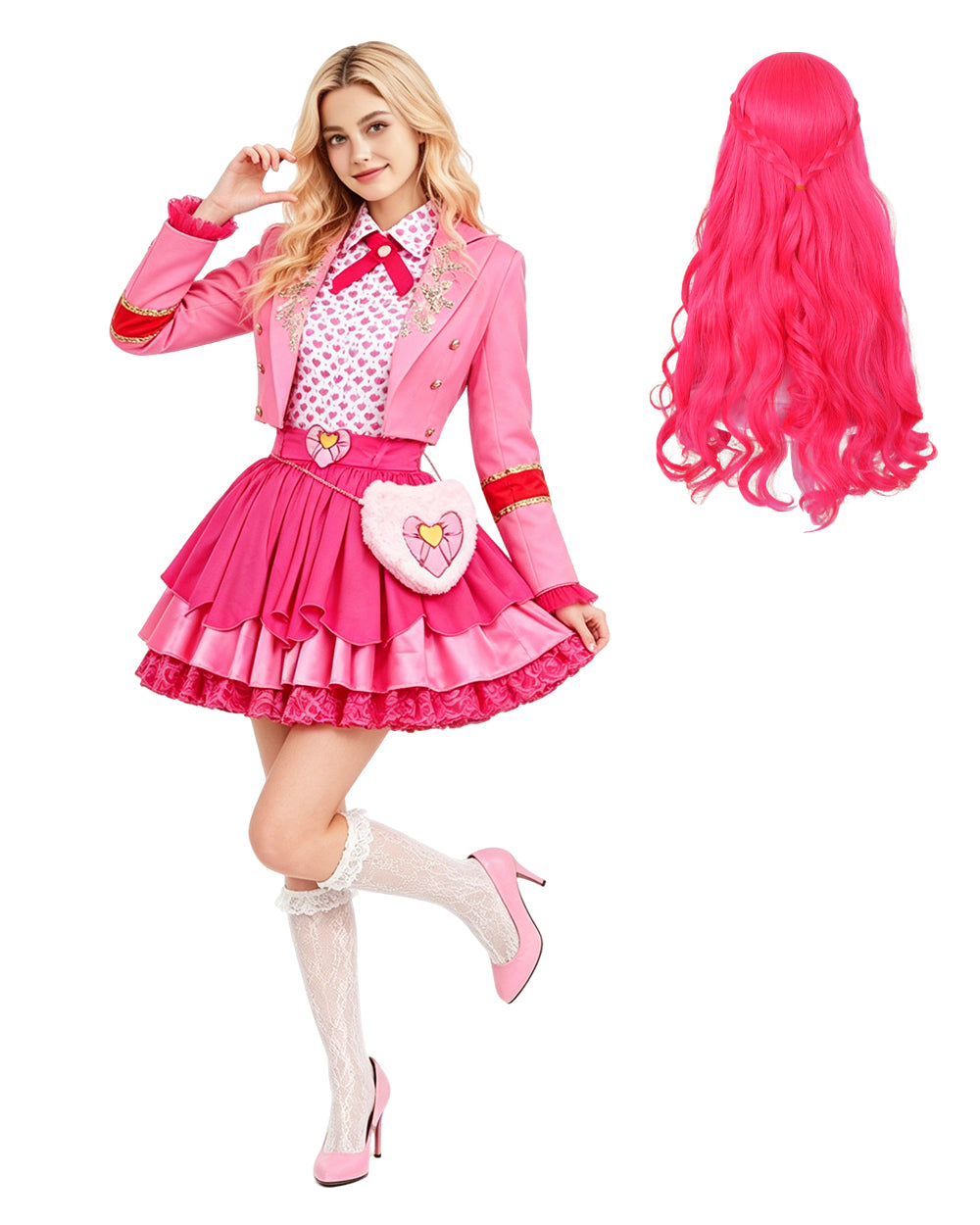 Pink Princess Dress Descendent Blazer Shirt Skirt Outfits Set with Bag for Girls Women Cosplay