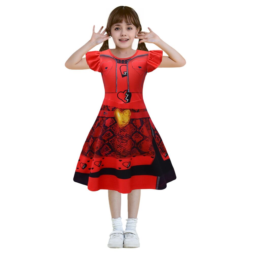 Girls Princess Red Costume and Wig for Halloween Carnival