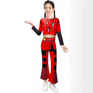 Girls The Rise Of Red Costume Princess Red Cosplay Outfit Tops and Pants Suit