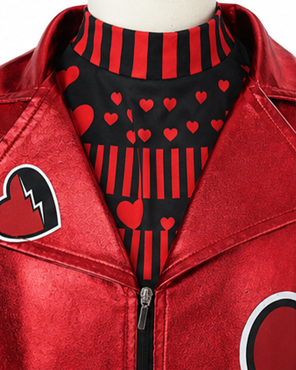 Red Princess Costume Queen of Hearts Daughter Metallic Shiny Jacket Shirt Pants 3pcs Suit for Dress-up Party