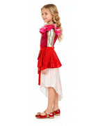 Wonderland Card Queen Costume Red Ruffle High-Low Layered Dress with Crown and Wig for Stage Performances