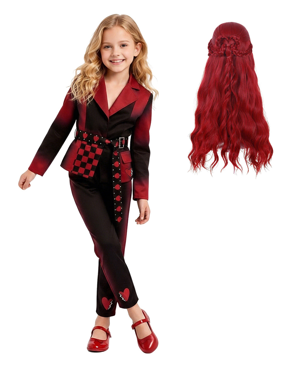 Princess Red Costume Movie 5 Heart Kingdom Red Jacket and Pants Outfit for Girls Women Cosplay Events