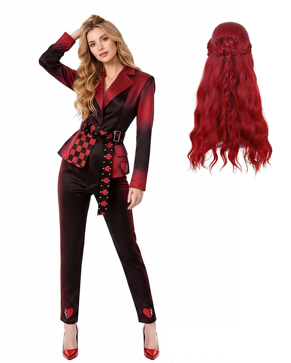 Princess Red Costume Movie 5 Heart Kingdom Red Jacket and Pants Outfit for Girls Women Cosplay Events