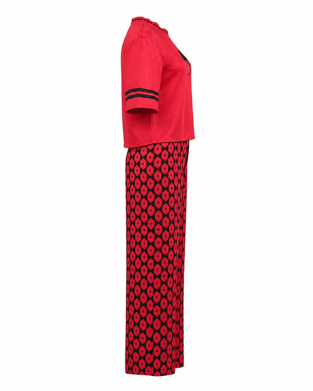 Princess Red Outfit Heart Printed T-shirt and Flared Pants for Kids Adults Dress Up Party Loungewear