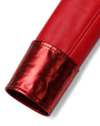 Women Red Princess Costume PU Leather Jacket Skirt Pants and Accessories 5pcs Suit for Halloween Carnival