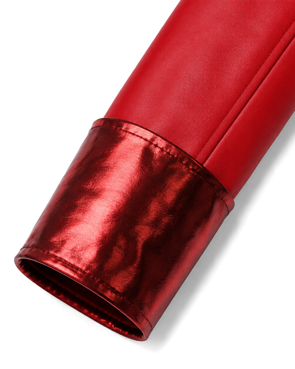 Women Red Princess Costume PU Leather Jacket Skirt Pants and Accessories 5pcs Suit for Halloween Carnival