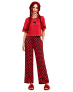 Princess Red Outfit Heart Printed T-shirt and Flared Pants for Kids Adults Dress Up Party Loungewear