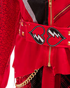 Girls Red Princess Outfit Gothic Jacket Pants and Skirt Full Set for Halloween Role Play