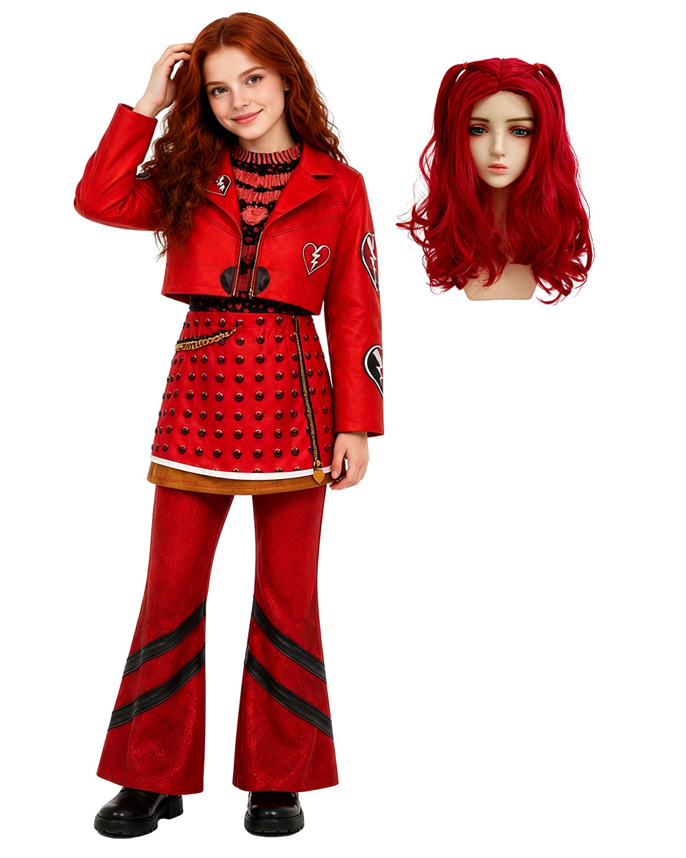 Red Princess Costume Movie 5 3D Printed Jacket Shirt Pants Skirts and Gloves 5pcs Suit for Dress-up Party