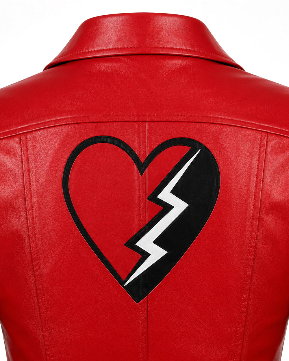 Women Red Princess Costume PU Leather Jacket Skirt Pants and Accessories 5pcs Suit for Halloween Carnival