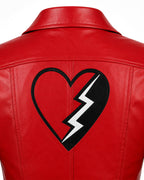 Women Red Princess Costume PU Leather Jacket Skirt Pants and Accessories 5pcs Suit for Halloween Carnival